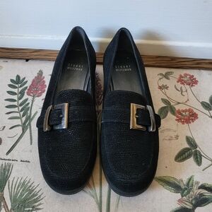 Stuart Weitzman Square Buckle Platform Loafers Slip On Rubber Sole Women's 7